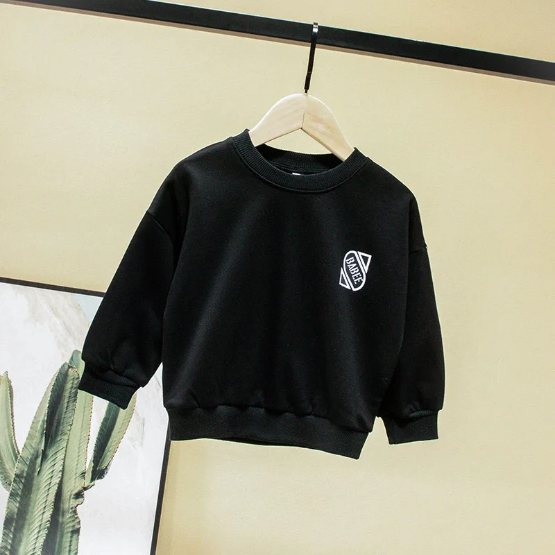 

OHMETOY 2021 Fashion Autumn New All-match Casual Boy Baby Print Shark Long-sleeved Sweater Chidren's Full Cartoon O-Neck T-shirt