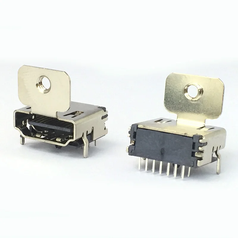10 шт./лот HDMI SMT 19 Pin гнездовой разъем 90 градусов с фиксирующим отверстием PCBA