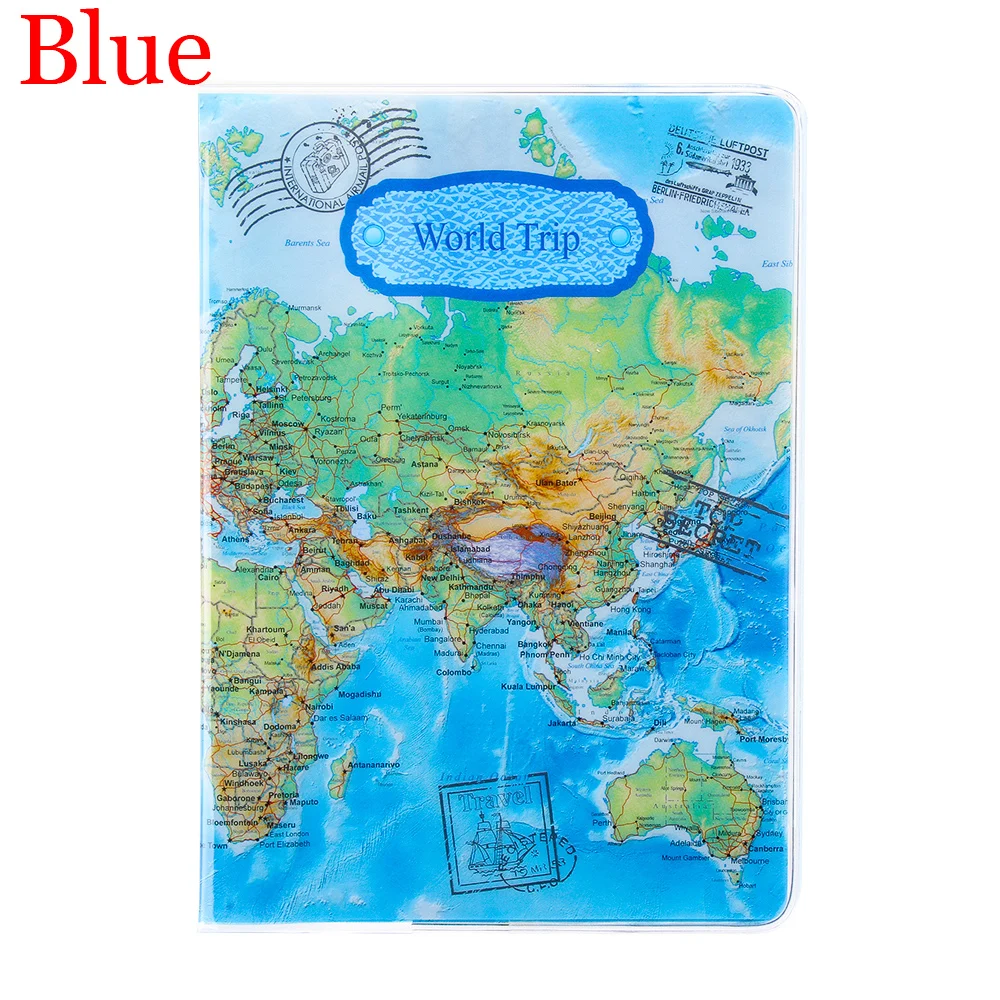 BLUE Модный женский кошелек из искусственной кожи с объемным дизайном, держатель для паспорта, цветочный принт, Обложка для документов, паспорта, чехол, держатель для ID карт - Цвет: BLUE