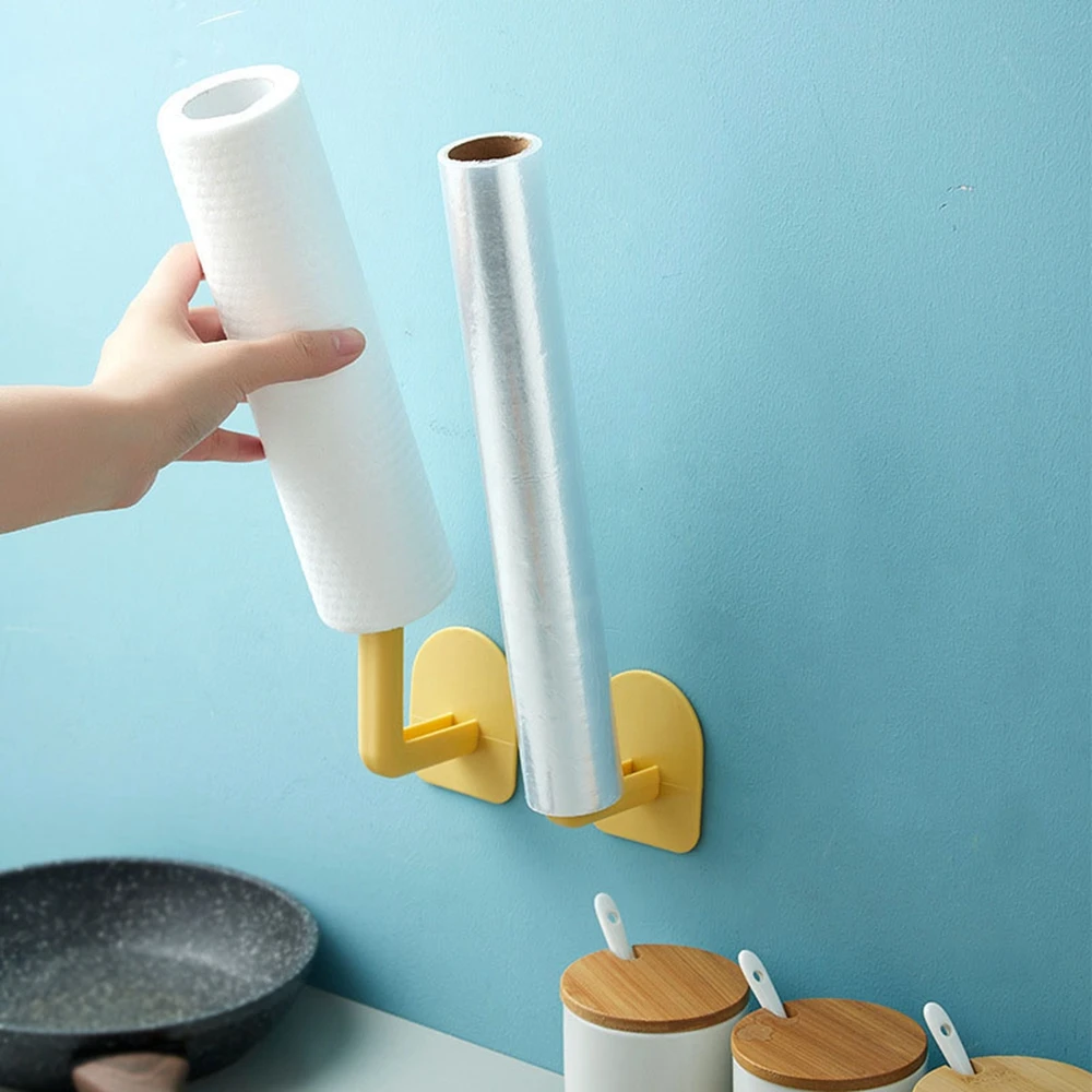 

Kitchen Multifunctional Pot Rack Wall Hanging Rack Cling Film Roll Paper Board Storage Cup Drain Plastic Shelf Hook