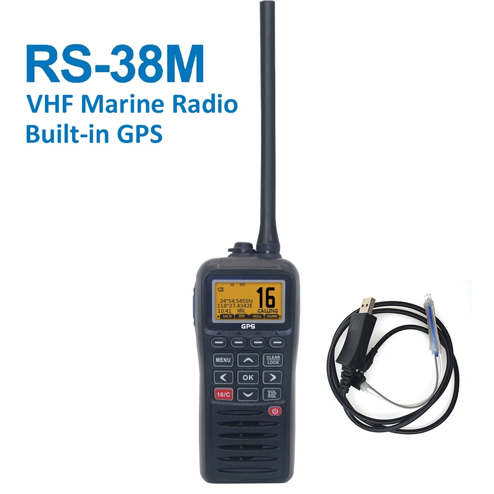 Recent RS-38M VHF Marine Radio Built-in GPS 156.025-163.275MHz Float Transceiver Tri-watch IP67 Waterproof Walkie Talkie