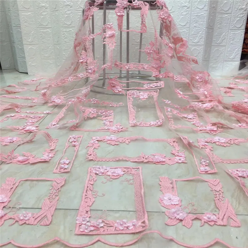 3D Цветы африканская кружевная ткань бисером французская Дубай аппликации