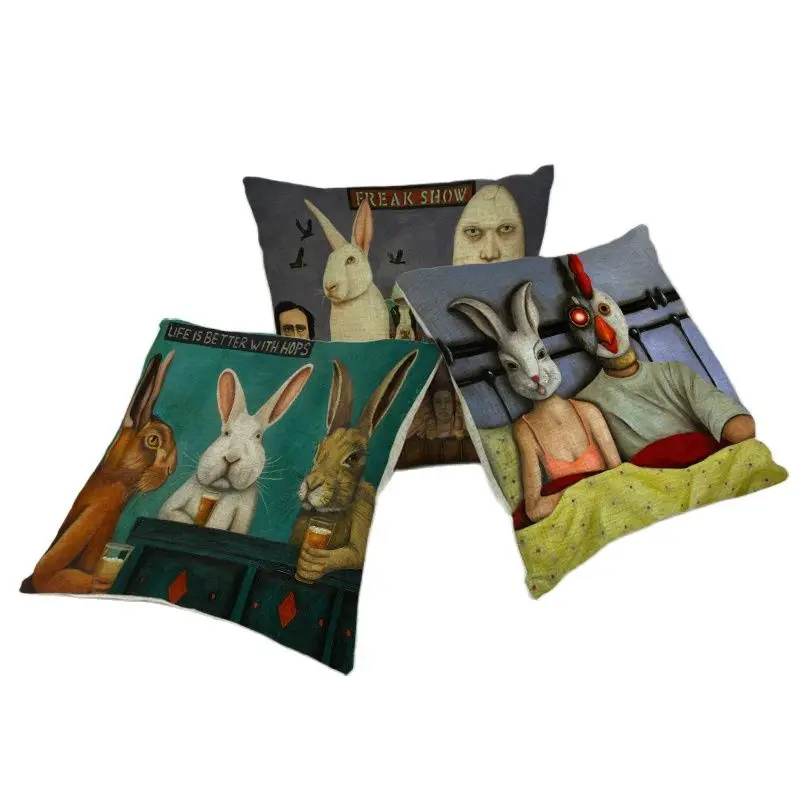 Ушастый кролик в очках слон панда птица змея животные подушки 45*45 см домашний