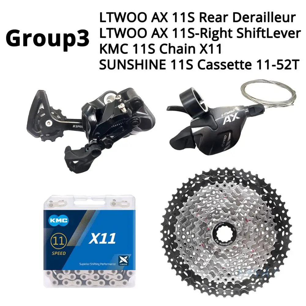 no chainring 11-52T LTWOO AX 1X11S 11 S 11 speed Groupset рычаг переключения передач задний переключатель KMC X11 SUNSHINE Cassette 46T 50T 52T MOTSUV Chainring 32-38T - Цвет: no chainring 11-52T