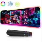 Коврик для мыши с ночным видением в японском стиле аниме, игровые аксессуары Rgb, коврик для подсветки со светодиодным подключением, компьютерный Настольный коврик для ноутбука и ПК