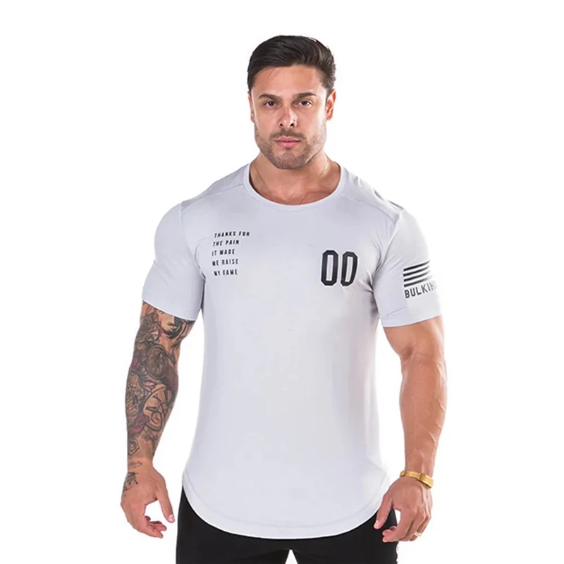 

LOVZON Clothing Fitness T Shirt Men O-neck T-shirt Cotton Bodybuilding Tee Shirts Tops Gyms Tshirt Homme Spring, Summer Casual