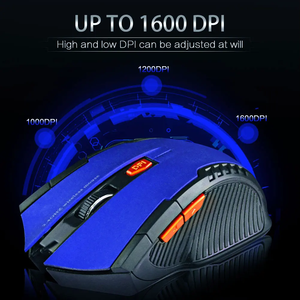 

2.4GHz Wireless Mice With USB Receiver Gamer 1600dpi Mouse For Computer PC Laptop Work Meeting Gaming 6 keys 2 X AAA battery