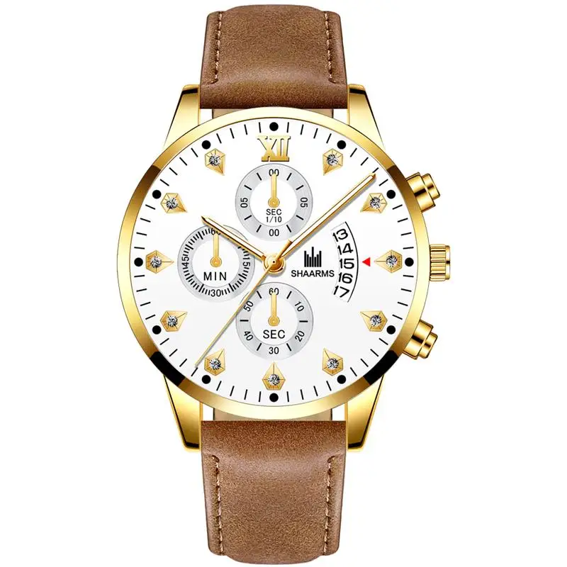 2019 роскошные мужские Наручные повседневные часы кожа Ремешок кварцевые Дата