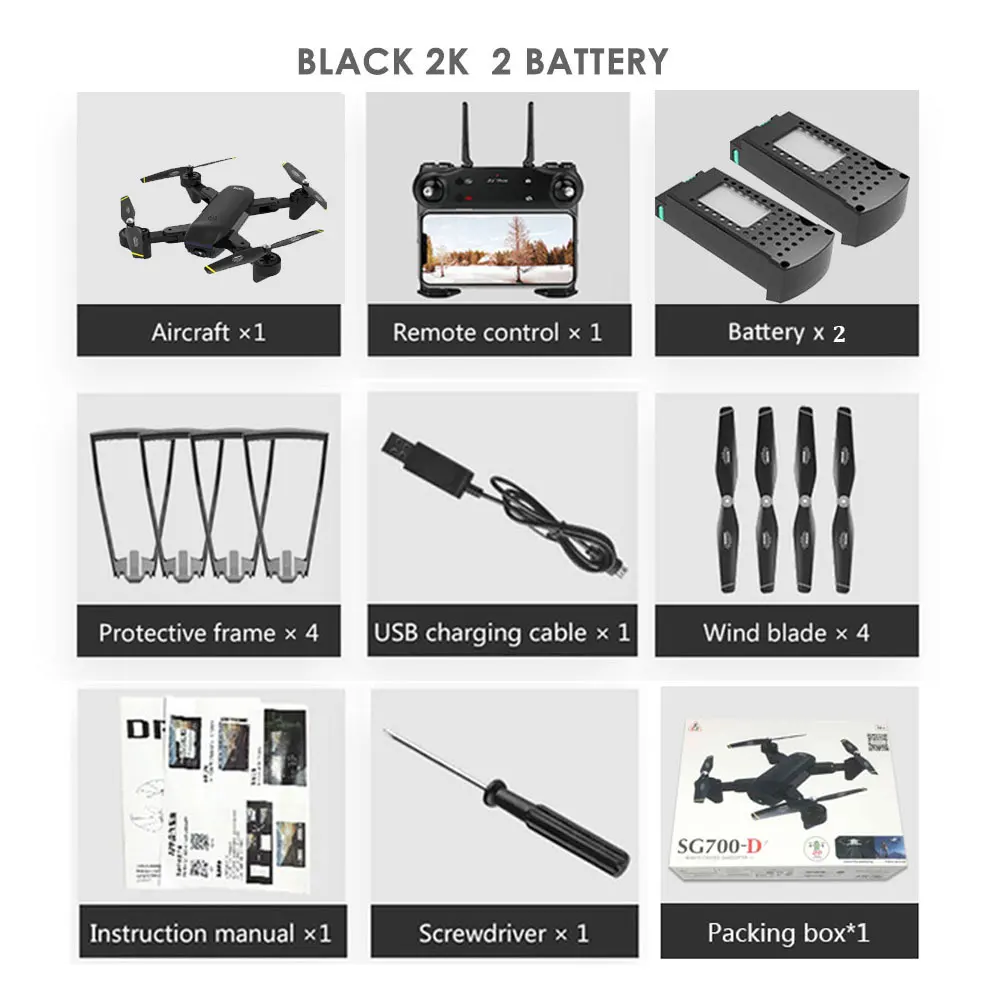 SG700D 2K 2B 4K SG700 RC Дрон Вертолет Дистанционное управление SG700 2,4G 4CH WiFi 1080 P/720 P оптический поток Двойной HD Квадрокоптер с камерой дроны - Цвет: SG700D 2K 2B