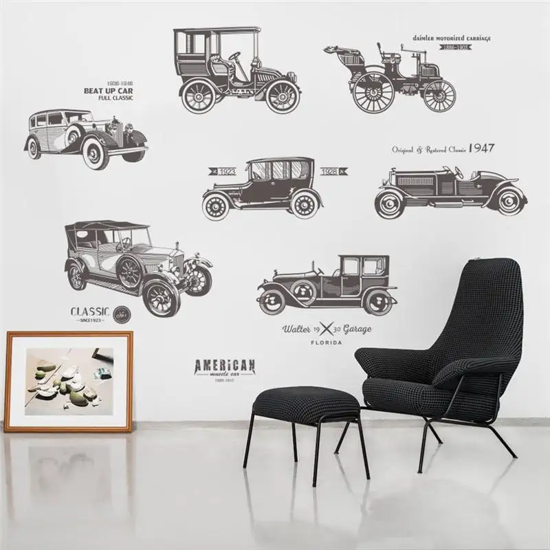 

1PC PVC Self-Adhesive Wall Stickers Classic Car Pattern Window Furniture Wallpaper Bedroom Living Room Home Mural Decals Deocr