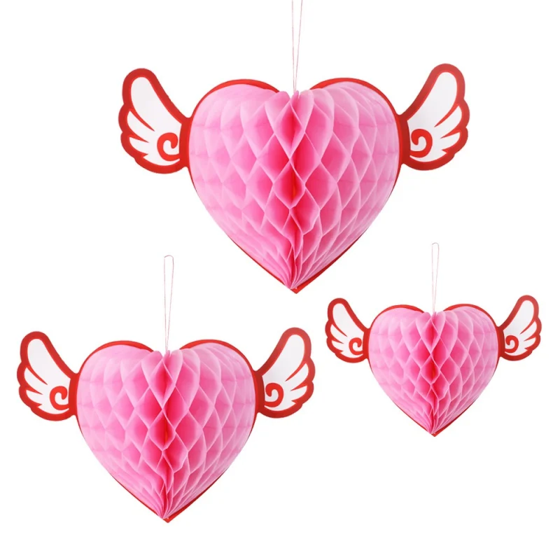 Бумажный шар в форме сердца сотовый украшение для вечеринки свадебное подвесное