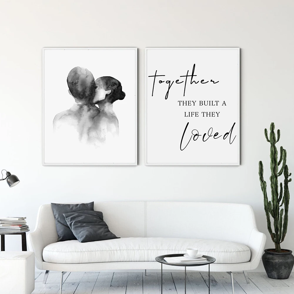 Черно-белая Картина на холсте вместе они строили жизнь которая им нравится
