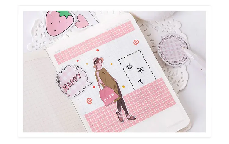 Мини-Клубничные наклейки s Bullet Journal декоративные Скрапбукинг Канцелярские корейские наклейки бумага розовый альбом наклеек