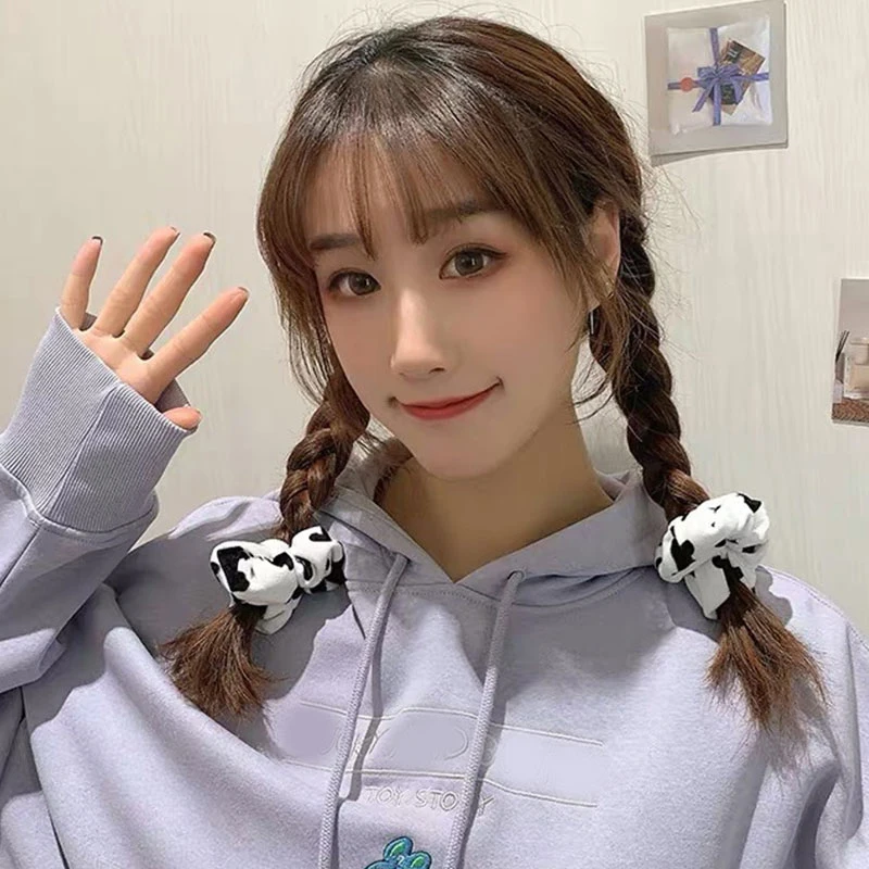 

Резинки для волос фланелевые женские, милые эластичные Завязки для волос с черным и белым принтом, аксессуары для волос