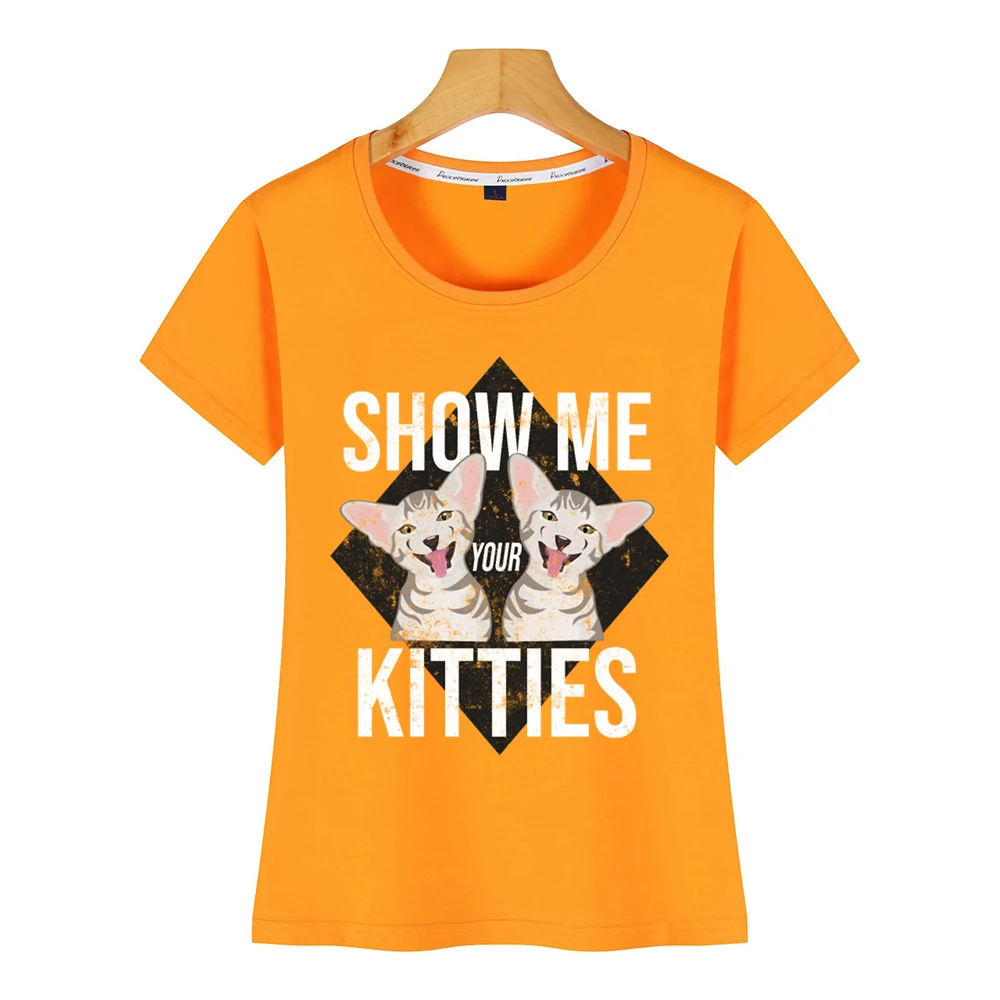 Женская футболка с надписью show me your kitties забавная женская принтом кота кавайи |