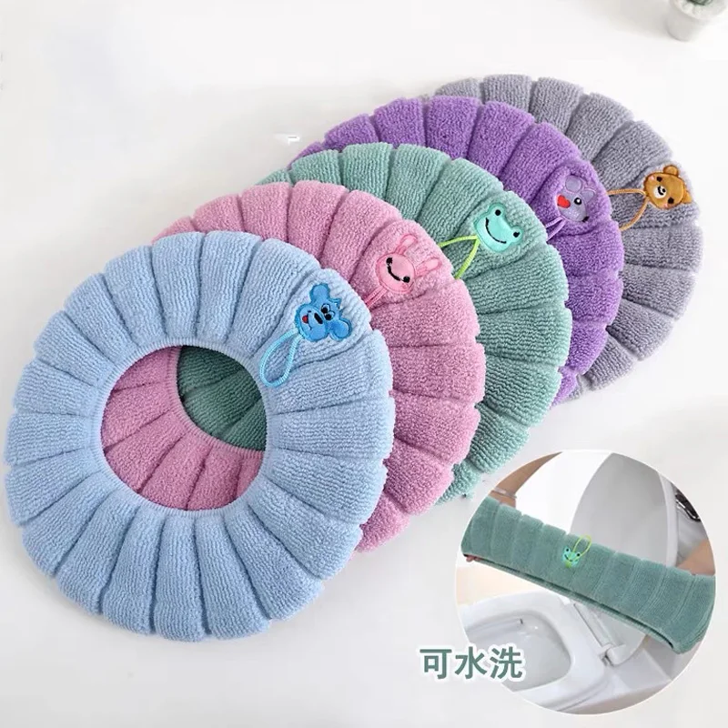 

Portable Soft Toilet Seat Cover On The Toilet Bowl Washable Wc Mat Bathroom Accessories Winter Warm Toilet Seat Protector