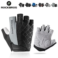 rockbros bicycle gloves half finger shockproof wear resistant breathable cycling gloves men women for mtbsportsbike equipment