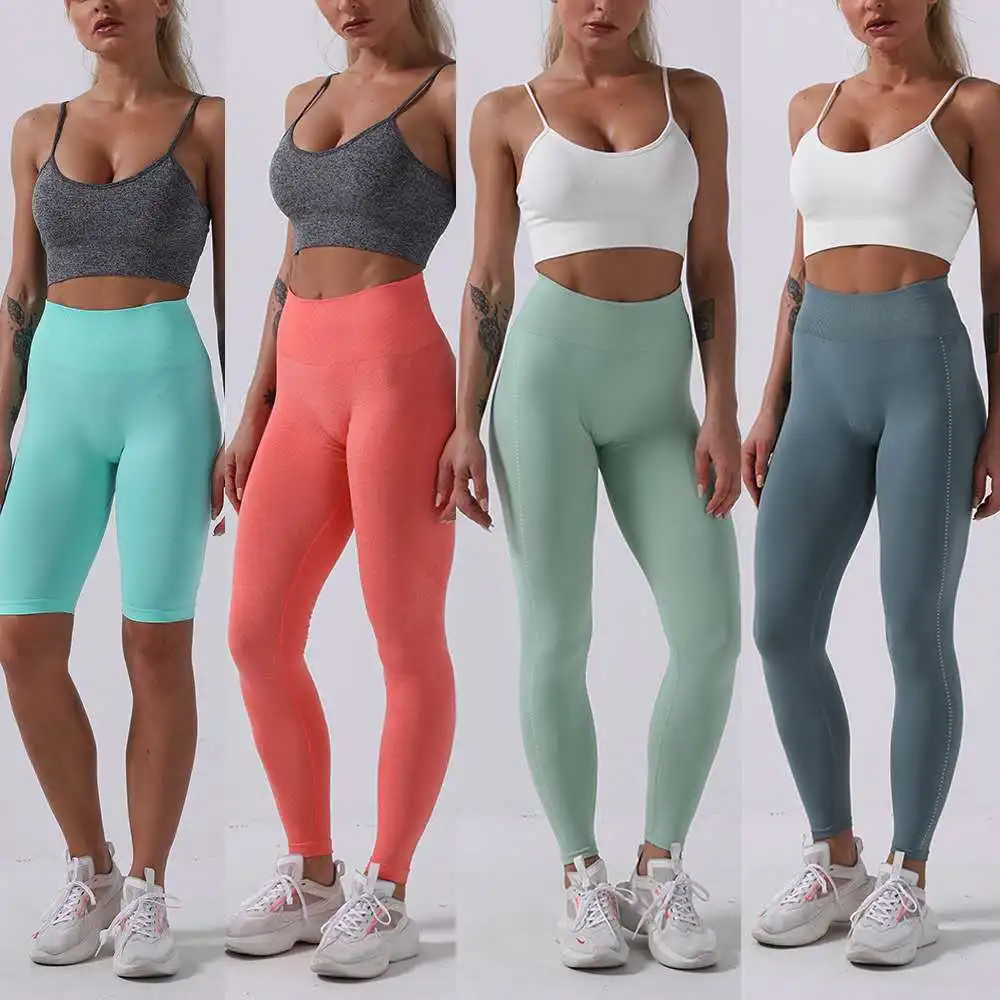 Бесшовные женские комплекты для йоги спортивные костюмы тренажерного зала