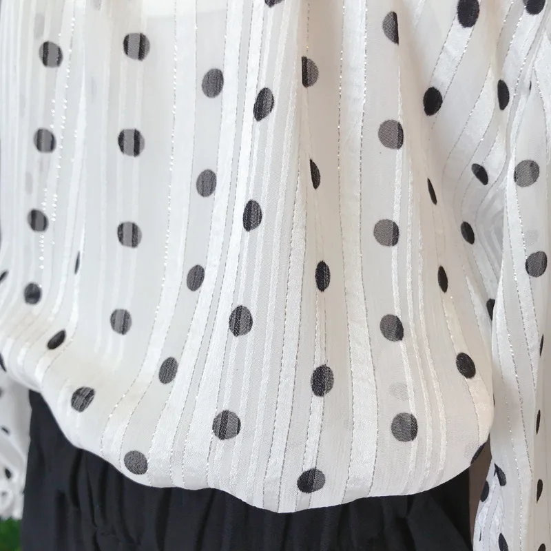 Белая рубашка в горошек с длинным рукавом подходящие Семейные футболки шорты Топ