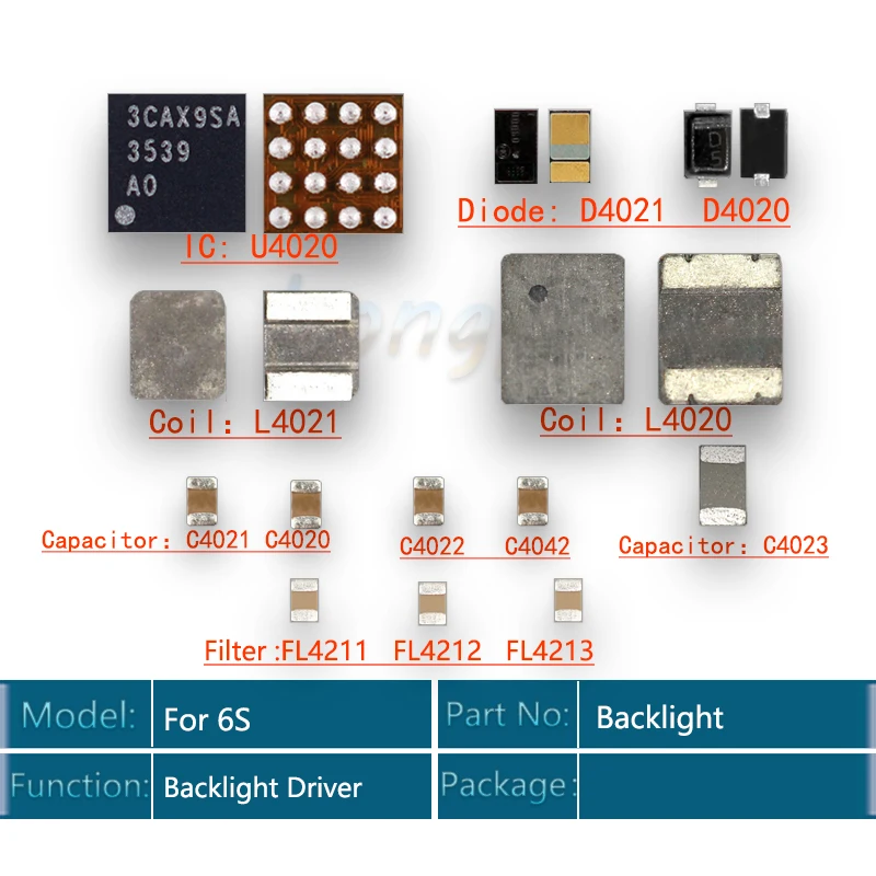 5 компл./лот комплект для фиксации подсветки iPhone 6S ic U4020 + катушка L4020 L4021 диод D4020 D4021