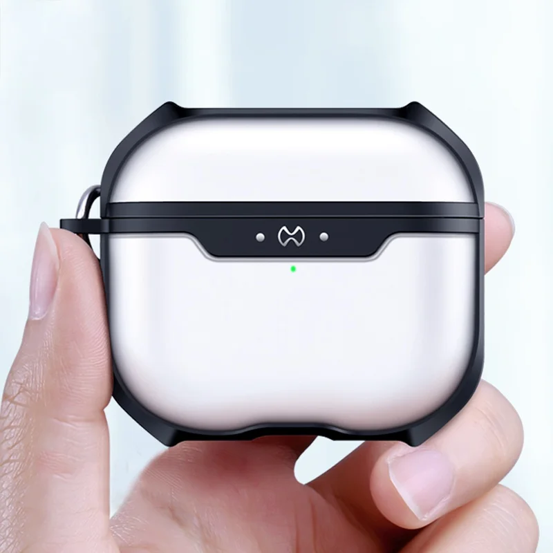 

For Apple AirPods 1 2 3 Case Clear Wireless Bluetooth Earphone Case Protective Shell Luxury With Ring Cover Business Fashion