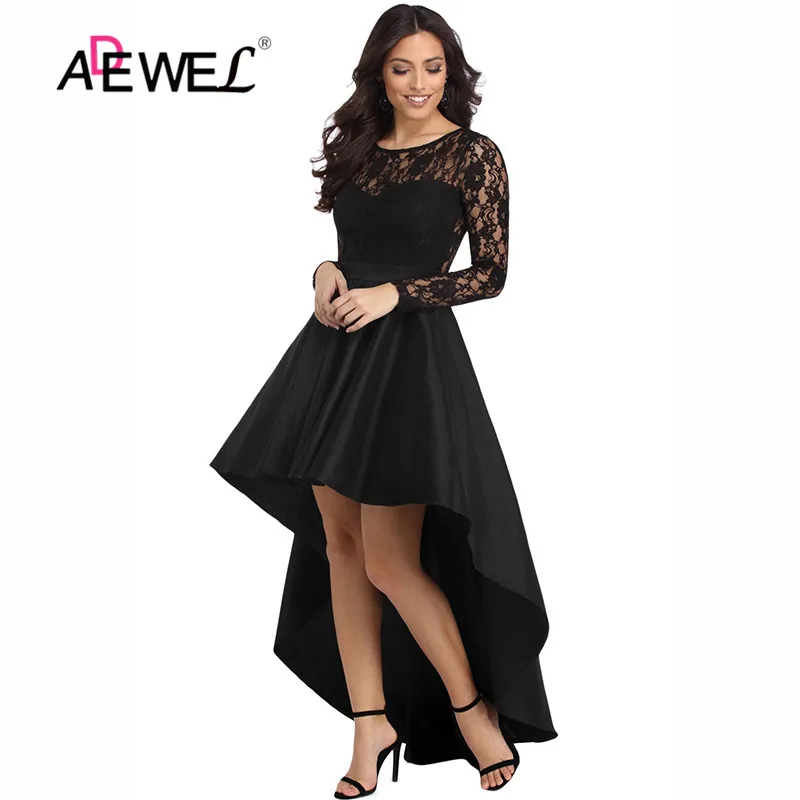 ADEWEL/кружевные платья с длинным рукавом и круглым вырезом элегантные вечерние