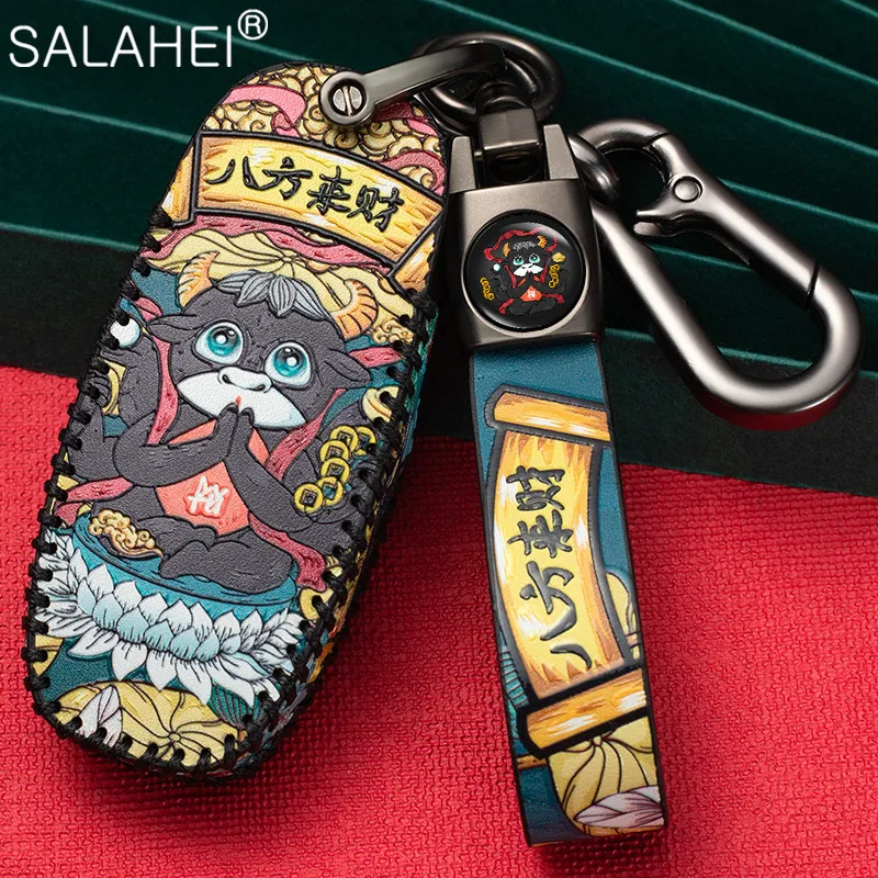

Leather Car Key Cover Case Shell For Ford Focus 2 C-Max S-Max Ka Mondeo Galaxy Fiesta Flip Folding Car key case Cover Accessorie