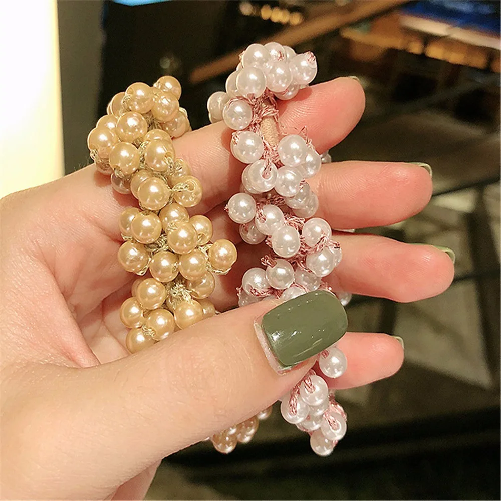 Модные резинки Украшенные жемчужинами женские резинка для волос жемчуг хвостик