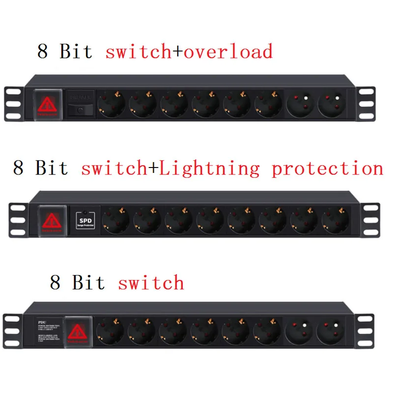 Pdu алюминиевый сплав Молниезащита защита от перегрузки 10A2500W немецкий стандартный разъем