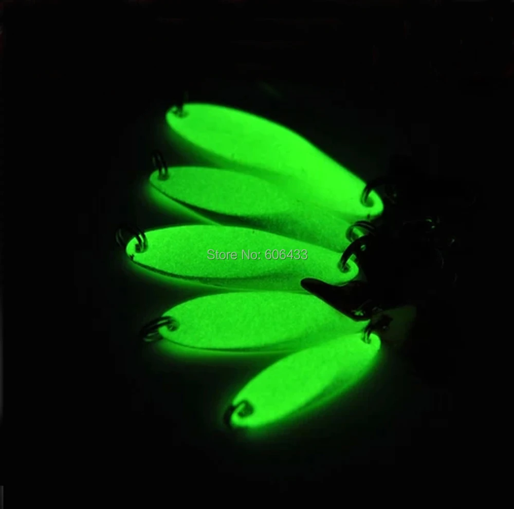 

5PCS Nigth Fishing Fish Luminous Noctilucent Spoons Lure Metal Spinner Feather Hook Baits 5g-28g Free Shipping