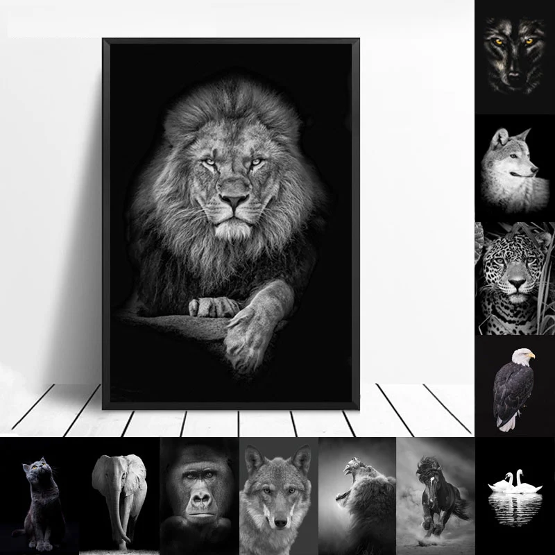 

Animal Canvas Painting Wall Art Lion Elephant Horse Posters and Prints Wall Pictures for Living Room Decoration Home Decor