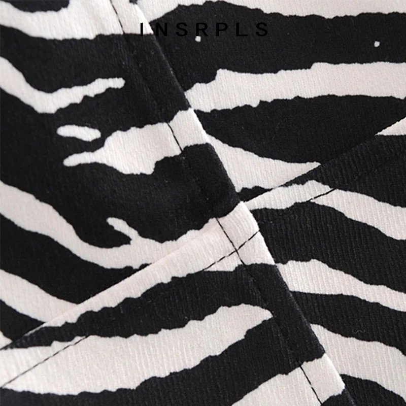 

INSRPLS Women Chic Fashion Zebra Print Mini Skirt Vintage High Waist Side Zipper Animal Pattern Female Skirts Mujer