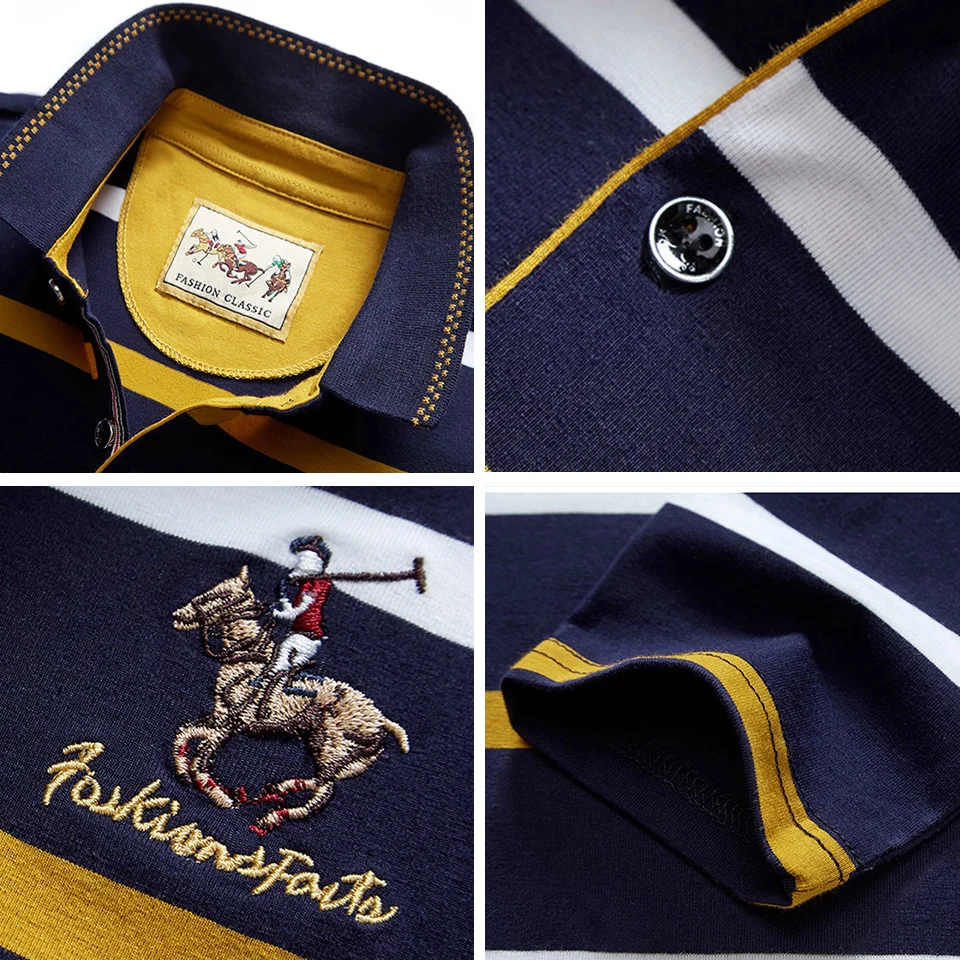 

2020 Autumn New Men Polo Shirt Long Sleeve Shirt Cotton Embroidery Spring Warm Casual Fashion Stripe Polo Shirt Men