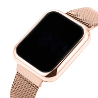 gold rosette wristwatch luxury digital led watch in stainless steel fashion for women