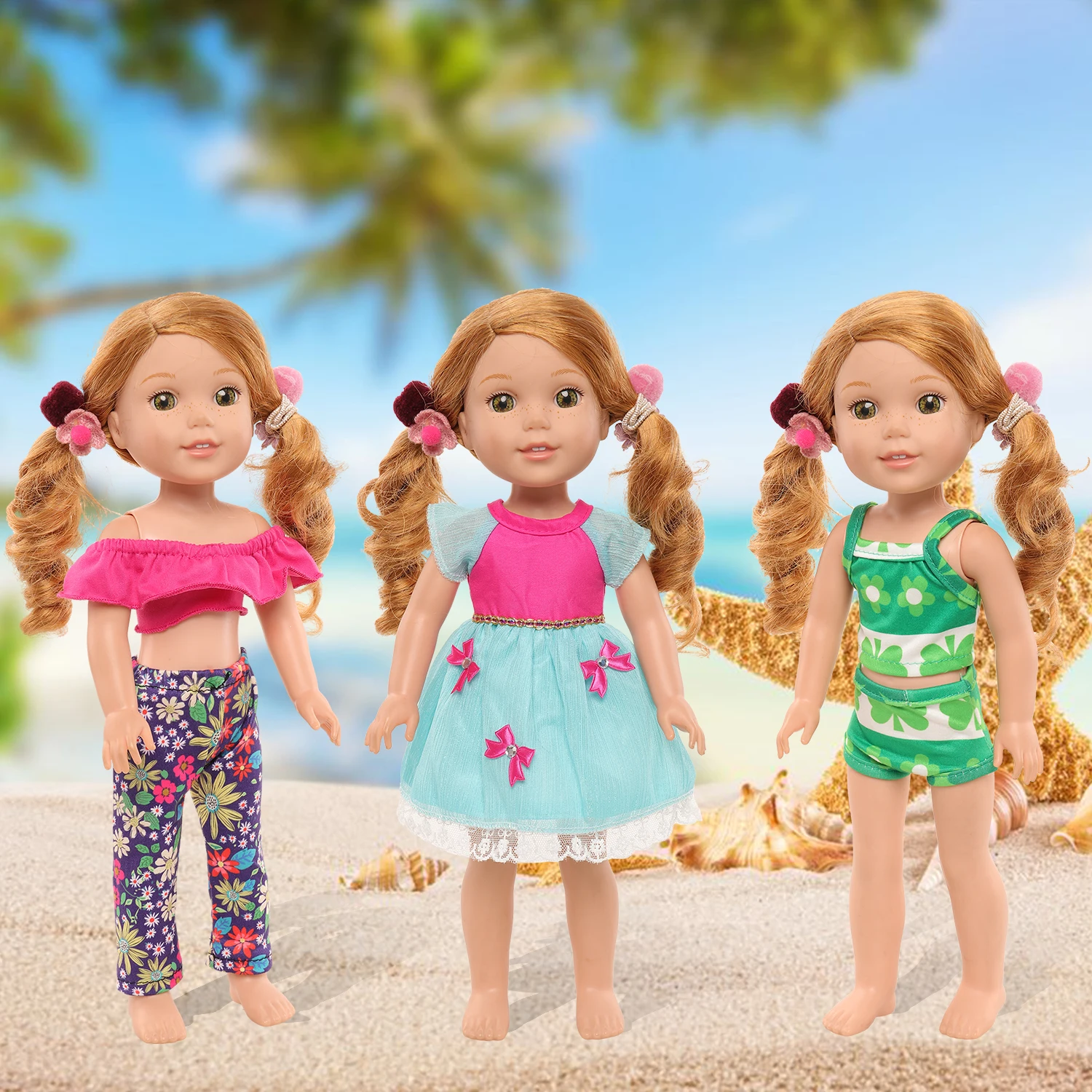 

American 14.5 inch Doll Clothes set 10 pcs Cute Mermaid Dress Tops Pants Doll Furniture Accessories Kids Toys for Girl DIY Game