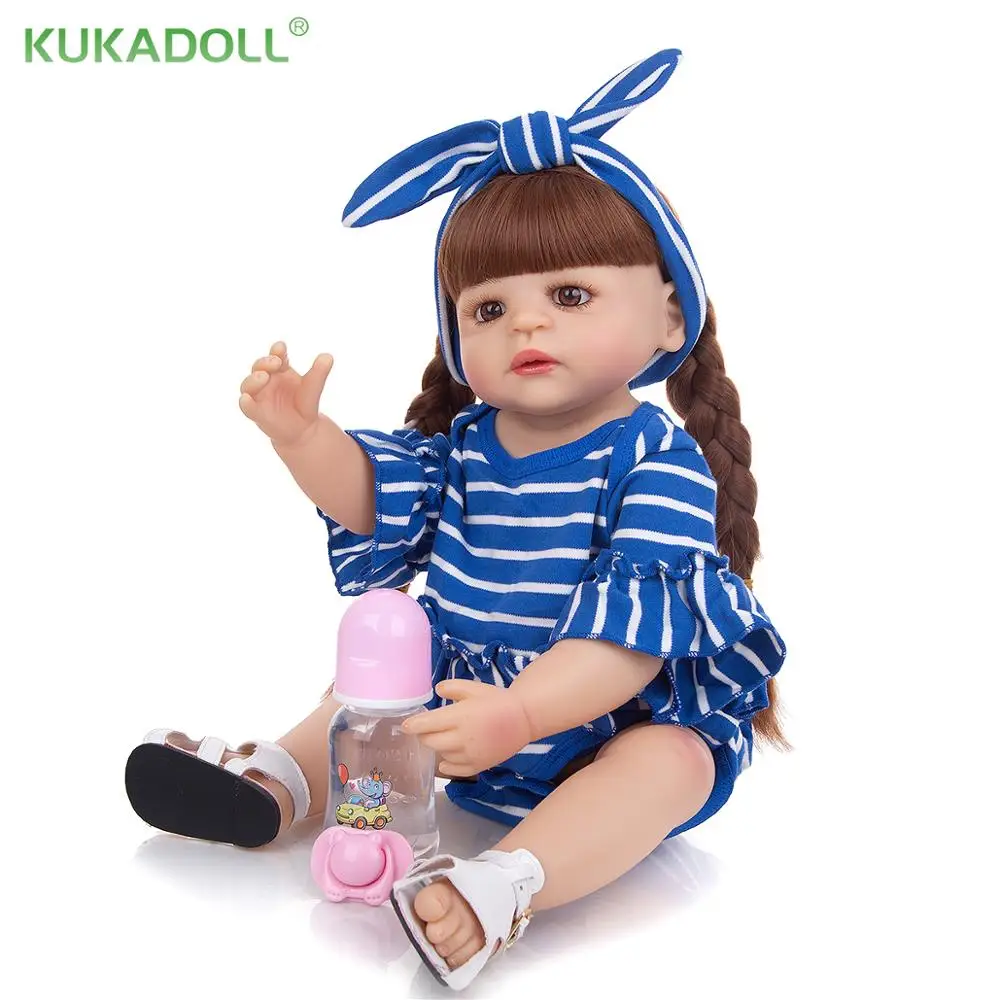

KUKADOLL 22 Inch Reborn Baby Doll Full Silicone Body Can Bath Realistic Playmates Children's Day Gifts Kids Early Education