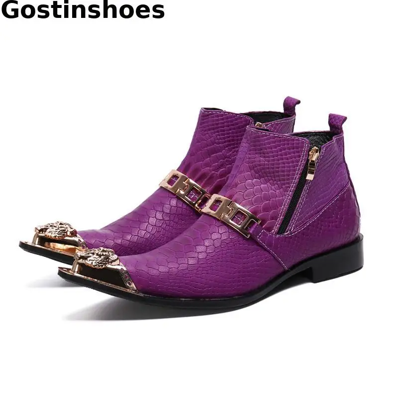 Ремни с металлическими пряжками мужские ботинки из натуральной кожи