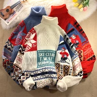 christmas sweater clothes sweet lazy boy turtleneck sweater korean fashoin japanese autumn winter pullover sweater oversize 2021