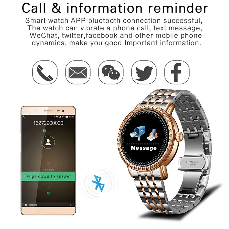 LIGE Модные Смарт часы для женщин фитнес трекер Водонепроницаемый Монитор