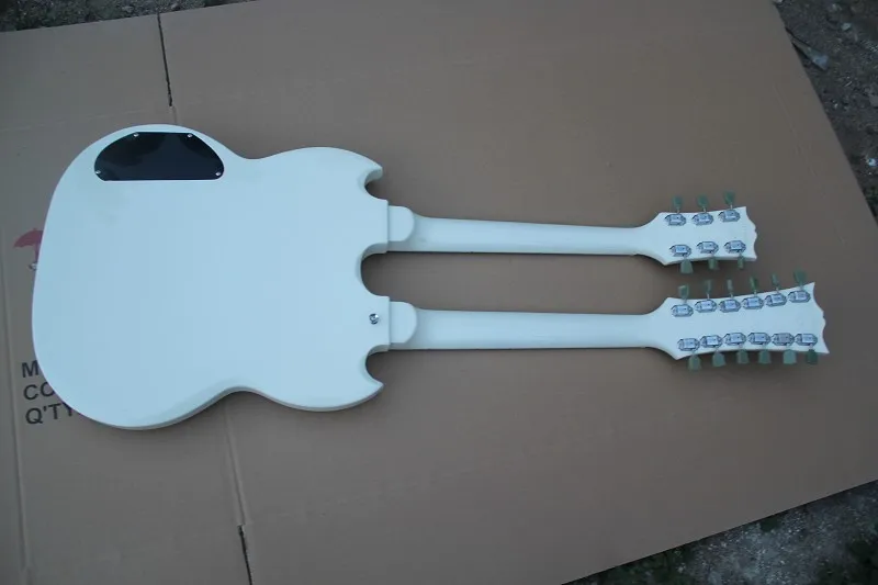 Заводская изготовленная на заказ Высококачественная электрическая гитара 12 струн + 6 струн с двойной шеей белая 1275 гитара 59