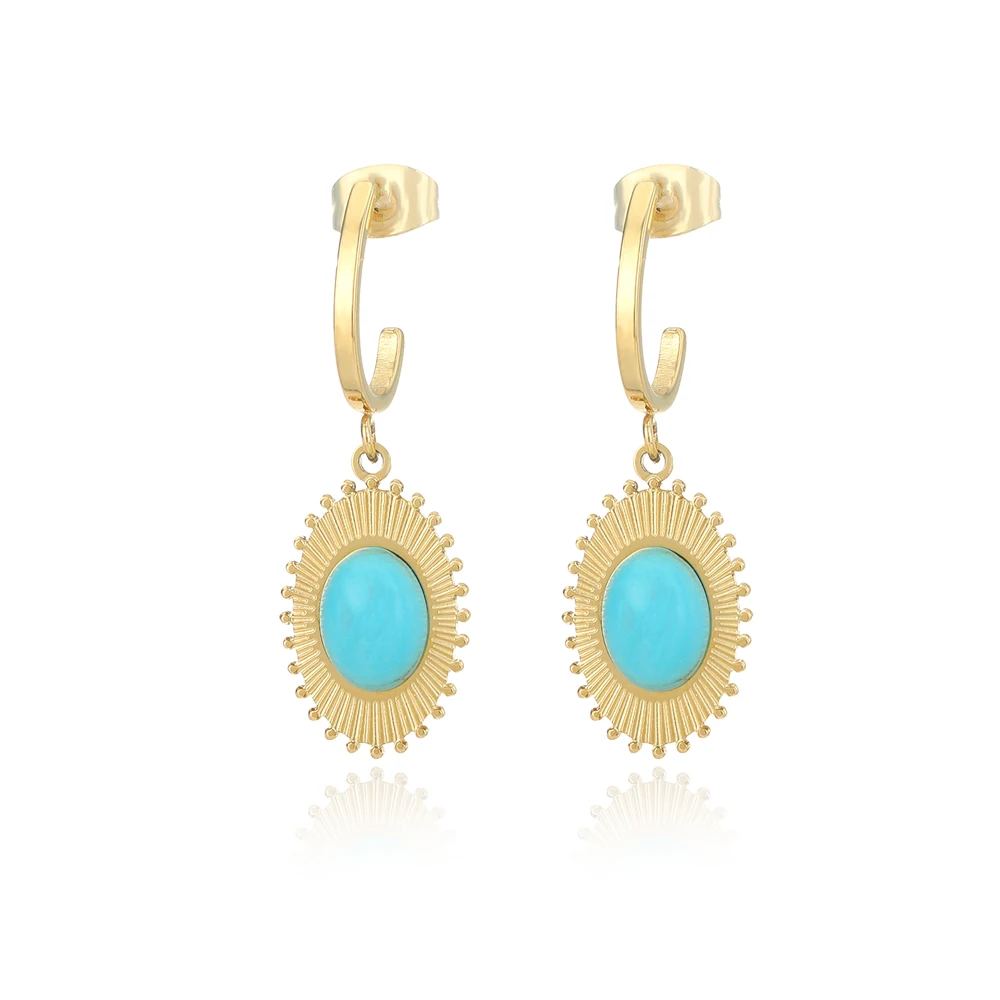 

Natural Stone Pendant Drop Dangle Earrings for Women Stainless Steel Geometric Hanging Earrings aretes de mujer Jewelry Gifts