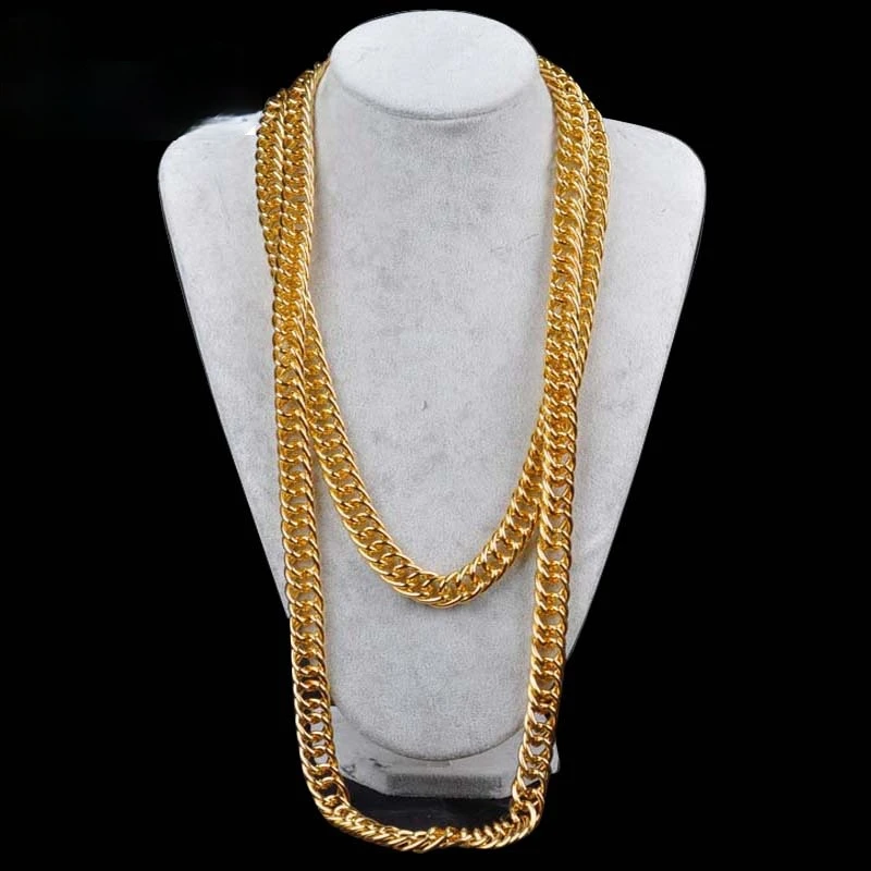 

hip-hop 15mm exaggerated big gold chain Personality performance props Aluminum alloy imitation gold necklace nightclub