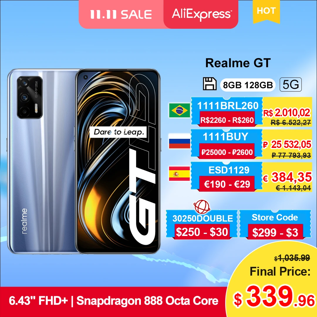 

Смартфон Realme GT, Android 11, 6,43 дюйма, 16 МП, NFC