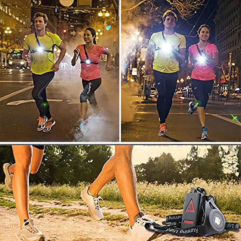 

Newest Outdoor Sport Running Lights Q5 LED Night Running Flashlight Warning Light USB Charge Chest Lamp Hiking Camping Equipment