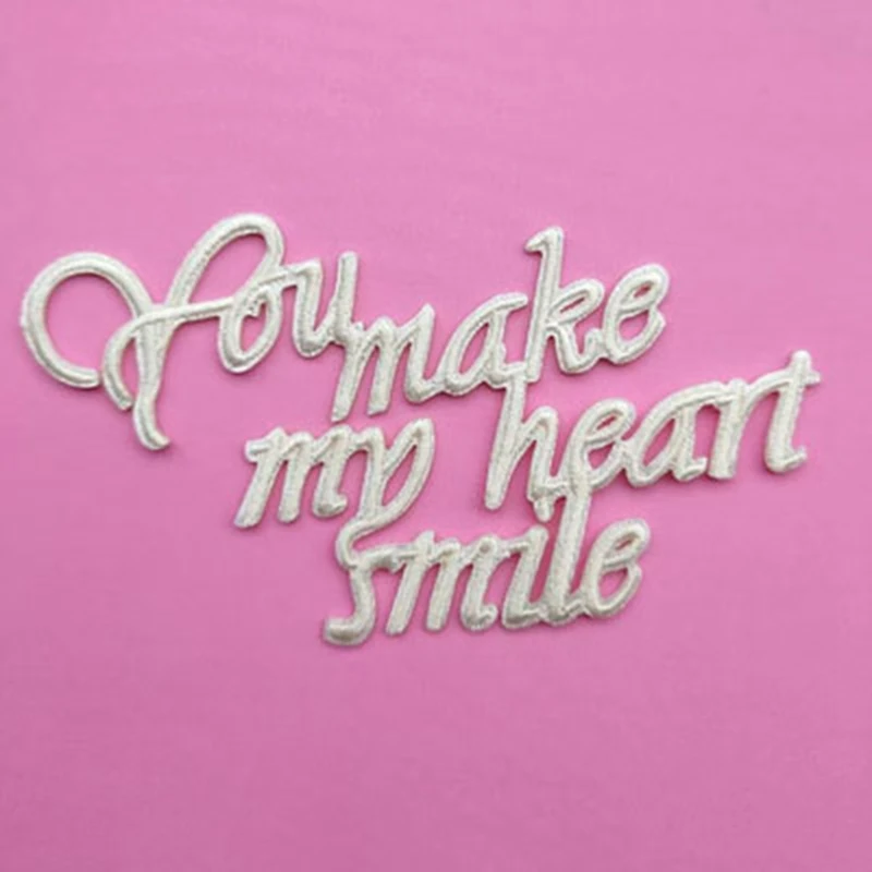Высококачественные белые нашивки с надписью You make my heart Smile и вышивкой на