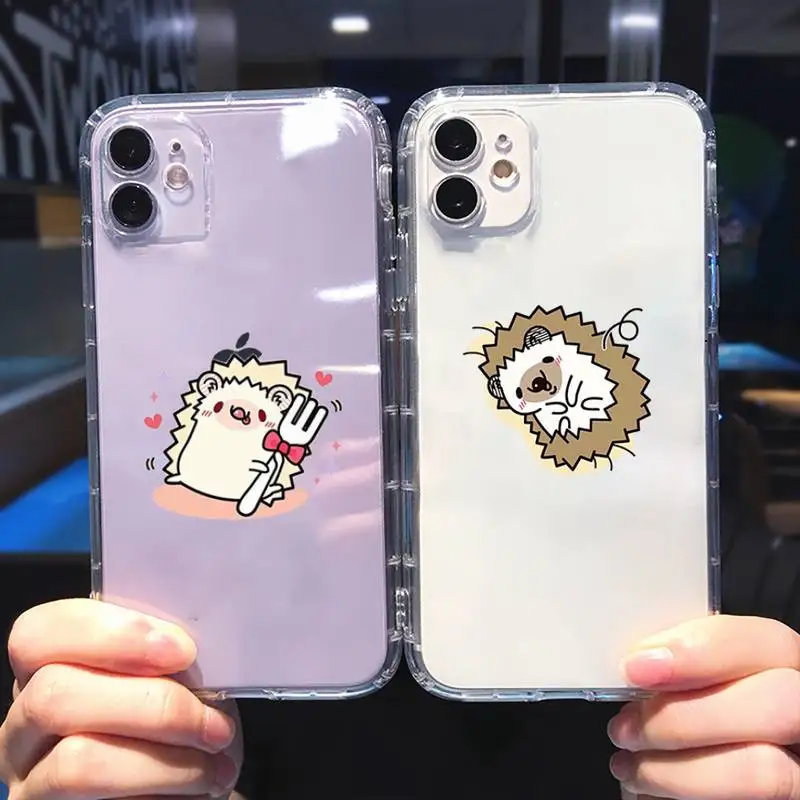 

Animal lovely cartoon hedgehog Phone Case Transparent soft For iphone 5 6 7 8 11 12 s c se plus mini x xs xr pro max cover shell
