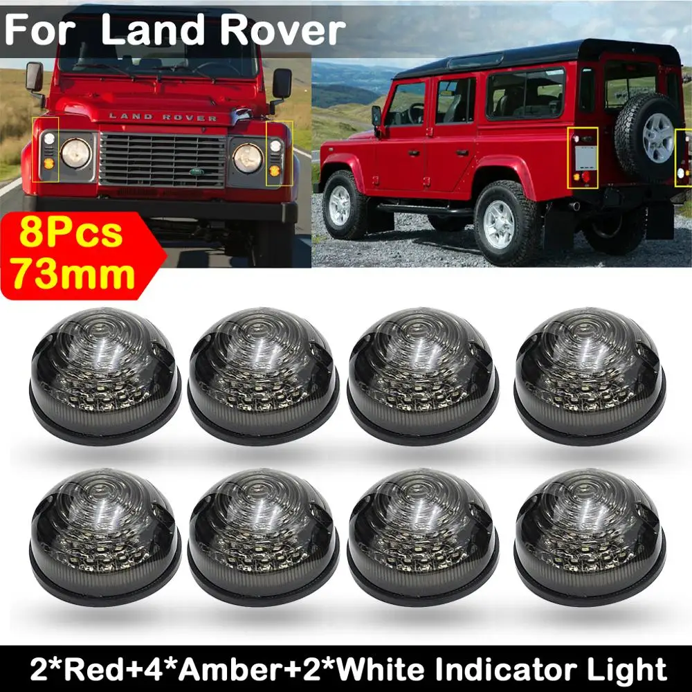 

СВЕТОДИОДНЫЕ указатели поворота, 8 шт., дымчатые линзы, стоп светильник сигнал, габаритный фонарь для Land Rover Defender, полный комплект для обновления светодиодный Ной лампы
