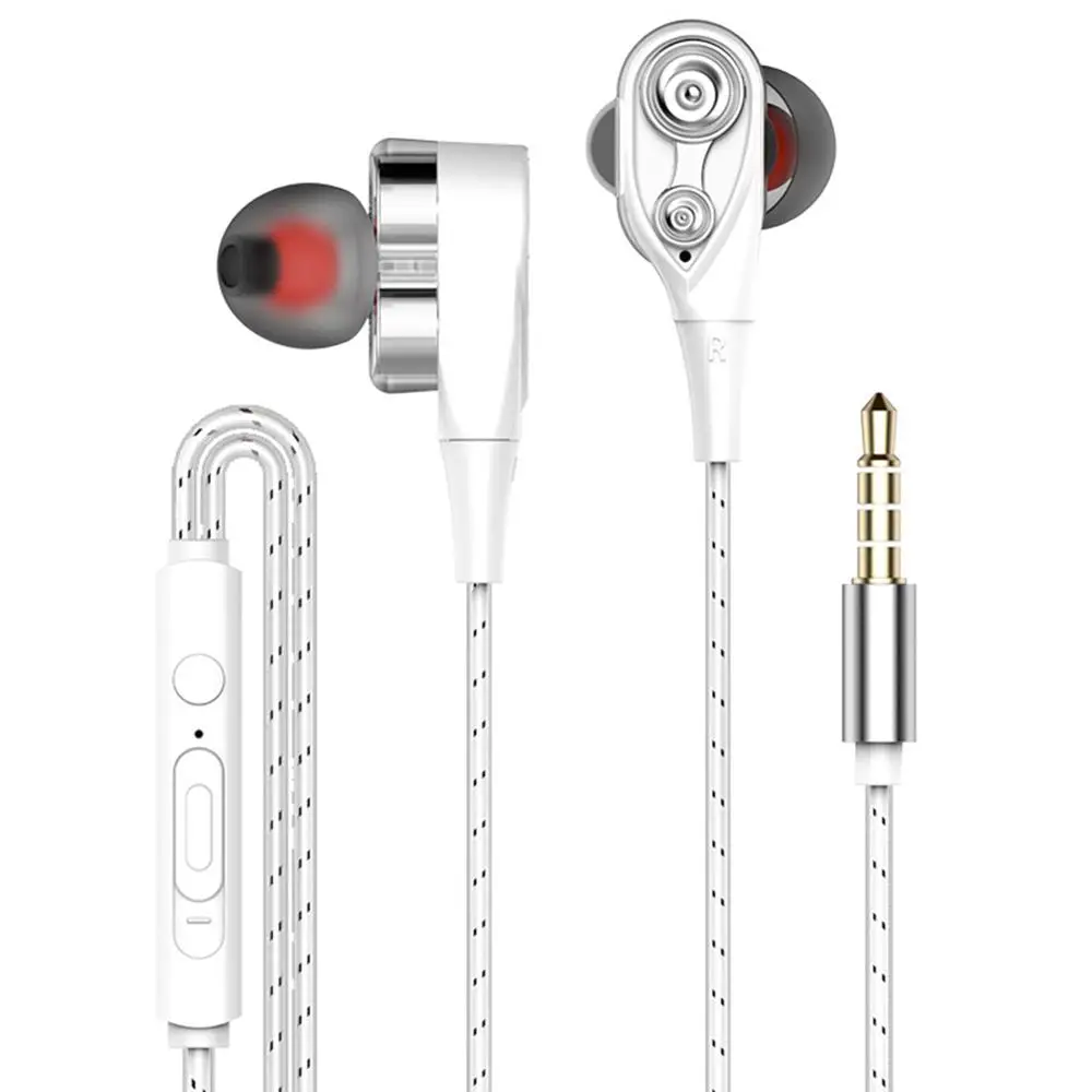 3 5 мм наушники проводные с микрофоном 4 ядра двойного действия кольцо In-ear