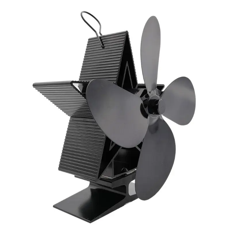 

B9HA 4 Blade Star Heat Powered Wood Stove Fan Log Burner Fireplace Quiet Eco Friendly Heat Distribution
