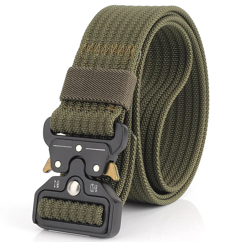Army green Нейлоновый тактический ремень армейские тренировочные ремни несколько цветов гофрированный регулируемый сплав металлическая пряжка открытый охотничий пояс - Цвет: Army green